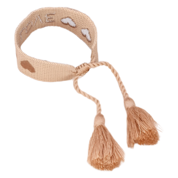 Pulsera con borlas, letras bordadas, tejida a mano, cuerda ajustable trenzada para mujeres y hombres, regalos de amistad (color beige estilo 6, tamaño: talla única) - Imagen 2